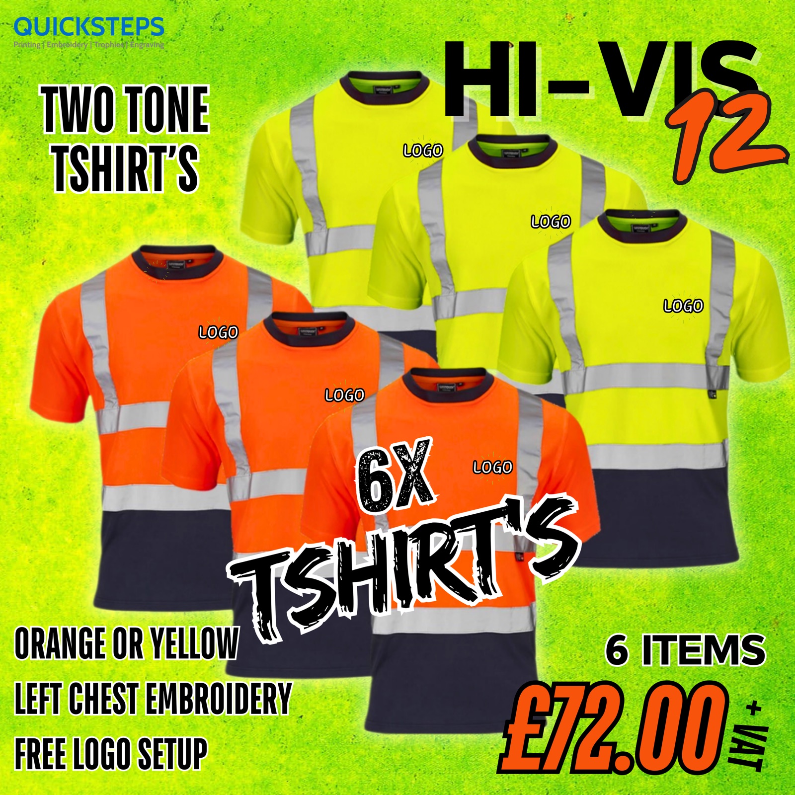 SuperTouch Hi-Vis 12 - 6 Two Tone T-Shirts