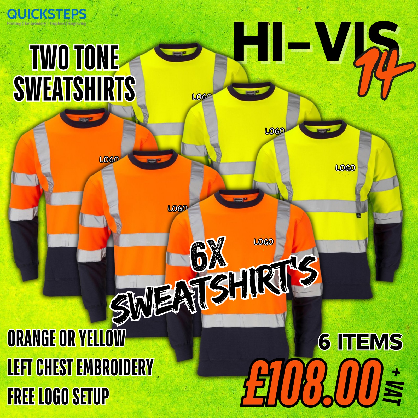 SuperTouch Hi-Vis 14 - 6 Two Tone Sweatshirts