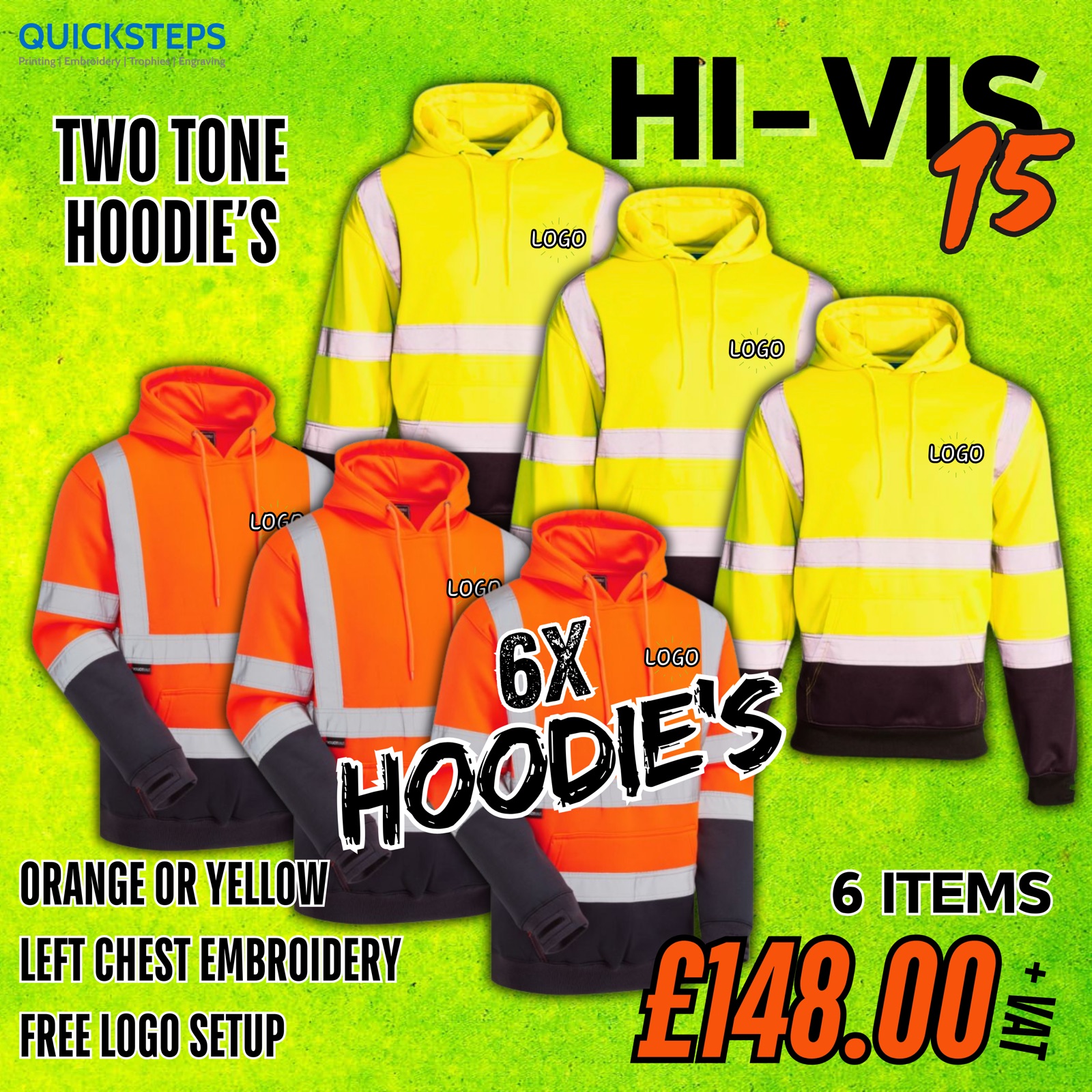 SuperTouch Hi-Vis 15 - 6 Two Tone Hoodies